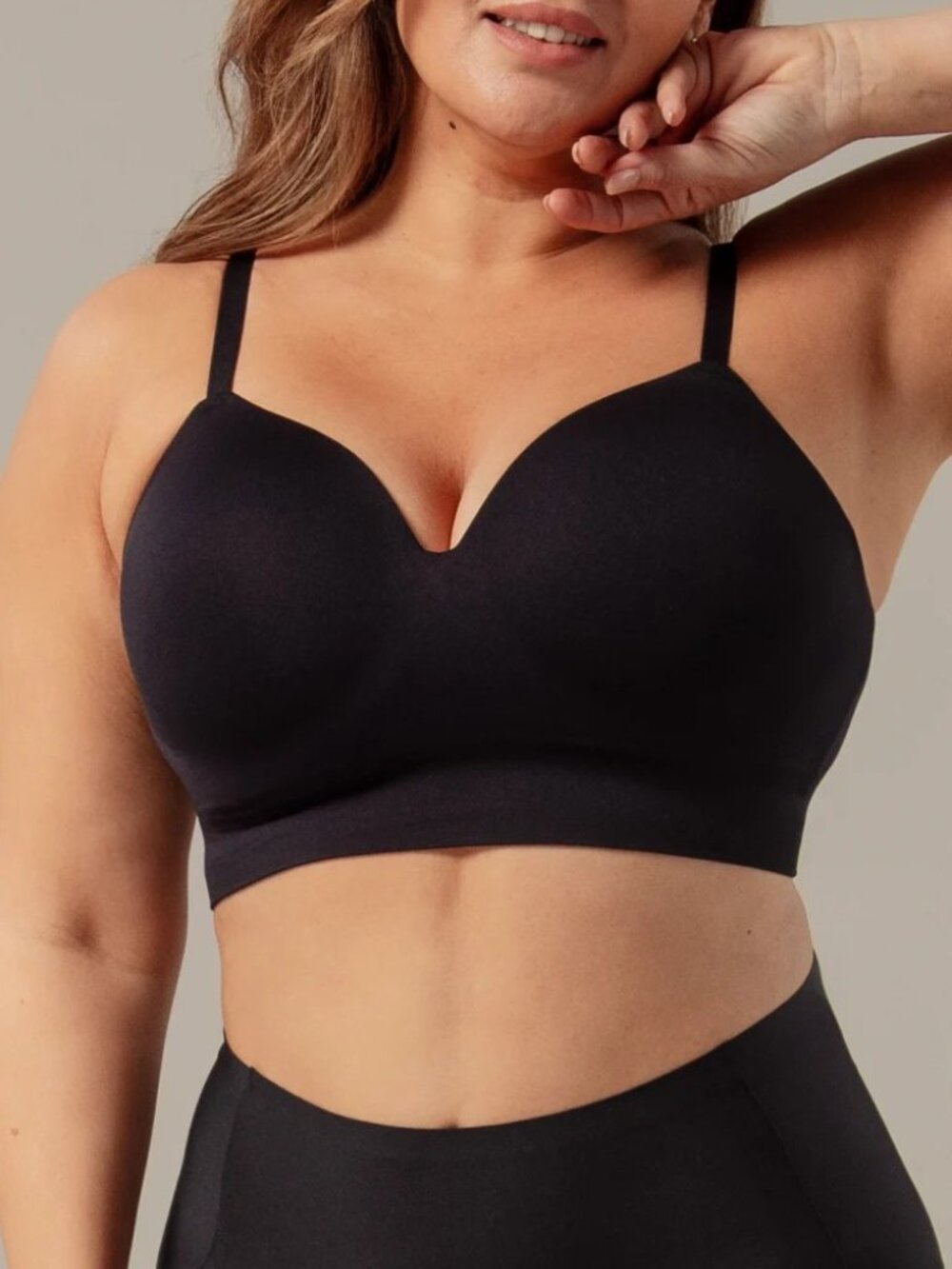 Shapermint Truekind Supportive Comfort Wireless Shaping Bra M Black Seamless